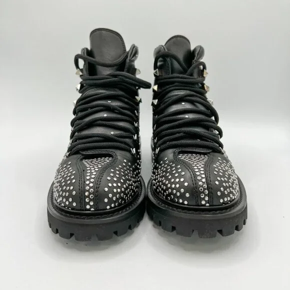 Valentino Garavani Black Rockstud Ankle Hiking Boots - Picture 8 of 12